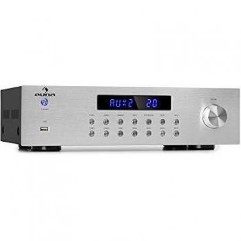 Amplificador Estéreo 4 Zonas Auna AV2-CD850BT 5x80W RMS Bluetooth USB FM Plateado