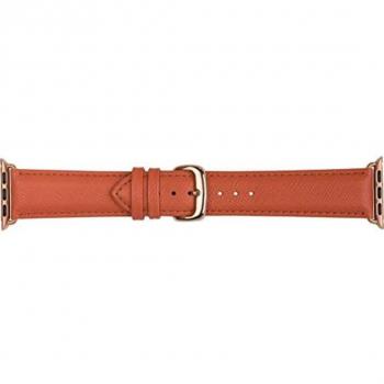 Correa de piel auténtica de saffiano para Apple Watch 42/44 mm, color Rusty Rose Unisex Adulto
