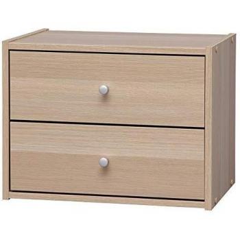 Marca Amazon - Movian Unidad de almacenamiento apilable pequeña con 2 cajones de madera - Caja de almacenamiento modular de madera apilable STB-400H - Roble claro, 40 x 28,7 x 30,5 cm de ancho