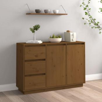 Aparador de madera maciza de pino 111x34x75 cm, mueble de almacenaje de salón, armarios con puertas, cajón de madera, buffet para salón moderno, armario auxiliar, armario de almacenamiento