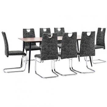 vidaXL Juego de Comedor 9 Piezas Cuero Sintético Mobiliario Decoración Interior Casa Hogar Robusto Duradero Resistente Funcional Práctico Útil Negro
