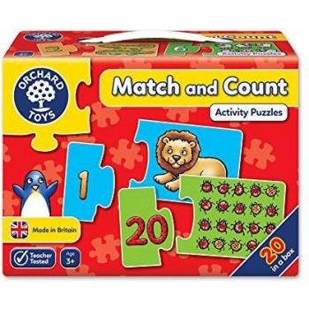 Juego Educativo de Rompecabezas Orchard Toys - Contar y Emparejar Números del 1 al 20, 20 Piezas, Habilidades Numéricas para Niños de 3 Años en Adelante