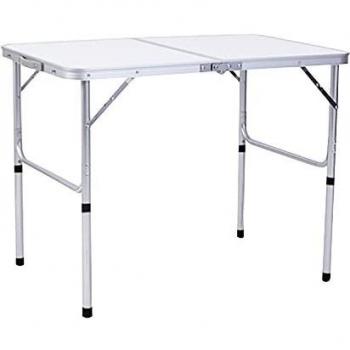 7H SEVEN HOUSE Mesa de Jardín Plegable 3 Posiciones para Camping Blanco 122x60x70cm 7house