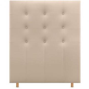 Cabecero Capitoné hasta el Suelo Tapizado en Polipiel Beige ACUALINE para Cama Individual y Matrimonio (95cm, Compatible con Camas 70/80/90)