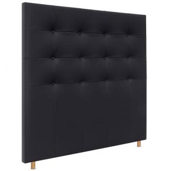 Cabecero Capitoné hasta el Suelo 150x120cm en Polipiel Negro, Tapizado ACUALINE, para Cama de Dormitorio