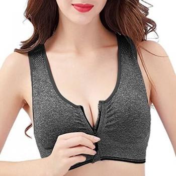 Voqeen Sujetador Deportivo Mujer con Cremallera Frontal de Alto Impacto Sexy Push Up con Almohadillas Extraíbles Bra Deporte de Diaria Slim Fit sin Aros de Acero Chaleco