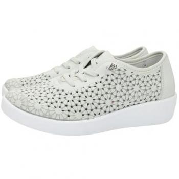 Zapatillas Deportivas Ligeras Doctor Cutillas 38472 para Mujer en Color Marfil y Hielo, con Cordones y Piso de Goma, Hechas en España