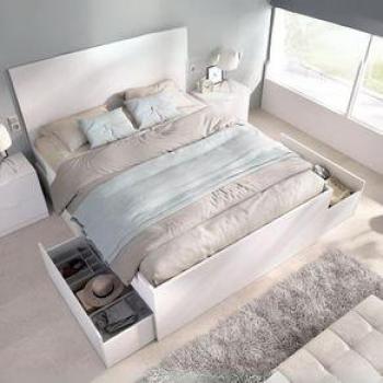 Cama Lago Cabecero + 4 Cajones Blanco 100x148,5x195,5 cm