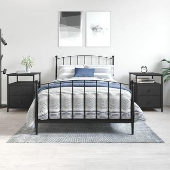 Mesitas de noche 2 unidades madera ingeniería 44x45x60 cm Negro, Roble Sonoma, Roble ahumado para habitación, dormitorio, salón y estudio