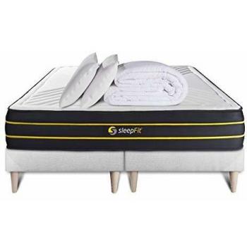 Pack Colchón Ultra 160x200 + Somier Doble Blanco 80x200 + Edredón + 2 Almohadas | Espuma Viscoelástica | Confort Equilibrado