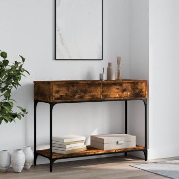 Mesa de café consola de roble ahumado 100x34,5x75 cm madera multicapa