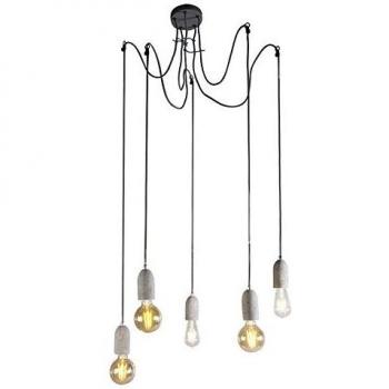 Lámpara colgante industrial de hormigón gris CAVA 5, diseño moderno, E27, 5 luces