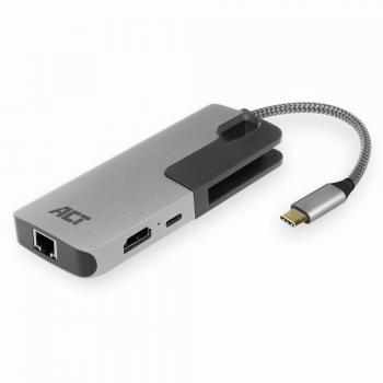 Docking Station USB-C 4K ACT con HDMI, 3x USB-A, LAN, USB-C PD Pass-Through 60W y Convertidor Multipuerto USB 3.2 Gen 1 C M - 1000Tx