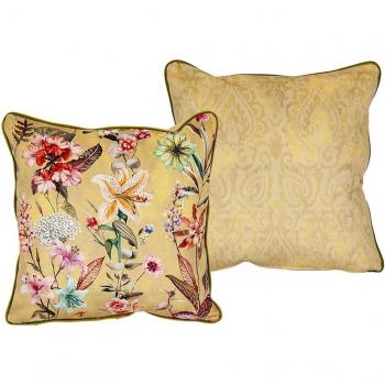 Cojín reversible estampado Romimex amarillo 45 x 45 x 12 cm