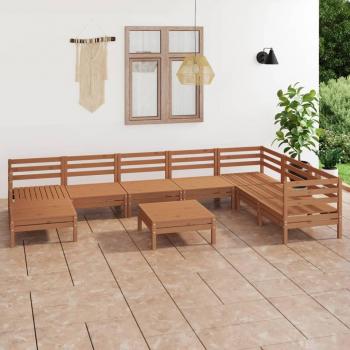 Juego de muebles de jardín 9 piezas madera maciza pino miel
