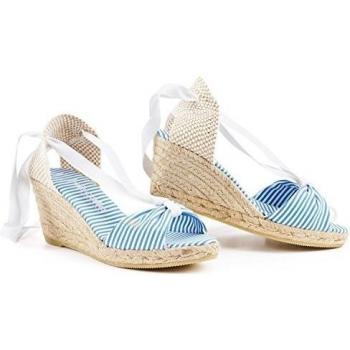 VISCATA Tossa Alpargata de Cuña para Mujer de 6,5 cm Tacón, Diseño Elegante Calidad Made in Spain, - Navy White Stripes, 39 M EU / 8 B