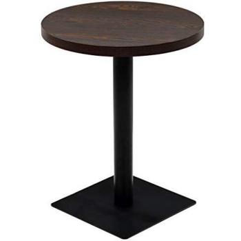 vidaXL Mesa Redonda Bar Bistró 60x75 MDF Acero Fresno Mesilla Mueble Auxiliar