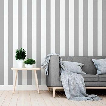 Equipo DRT Siro - Papel pintado a rayas, color gris, 1 rollo