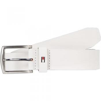 Cinturón de Piel Tommy Hilfiger New Denton 3.5 cm Blanco Óptico (85 cm) Casual Hombre