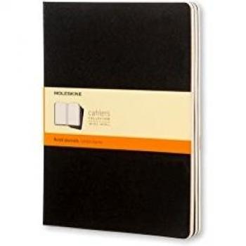Moleskine Cahier Journal - Set of 3 Ruled Notebooks, Cardboard Cover - Size Extra Large 19 x 25 cm - Colour Black - 120 Pages