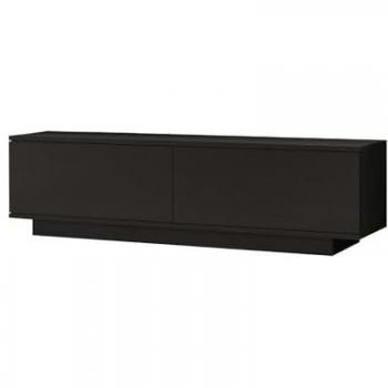 Mueble TV 140cm Negro Diseño Moderno Meli con 2 Puertas Abatibles y Espacio de Almacenamiento