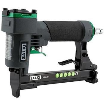 SALKI Grapadora Neumática CSK G80 - Pistola de Grapas Neumática, Para Tapizado y Madera Compatible con Grapas de 6 a 16mm
