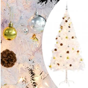 vidaXL Artificial Pre-lit Christmas Tree with Baubles White 180 cm