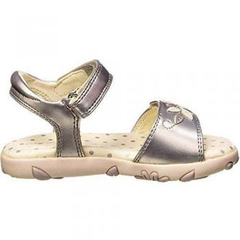 Geox J Sandal Haiti Girl E, Sandalias con Punta Abierta para Niñas, Plateado