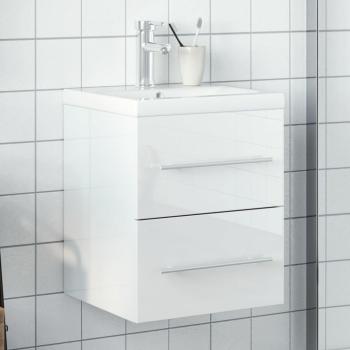 Mueble de baño con lavabo integrado blanco brillante