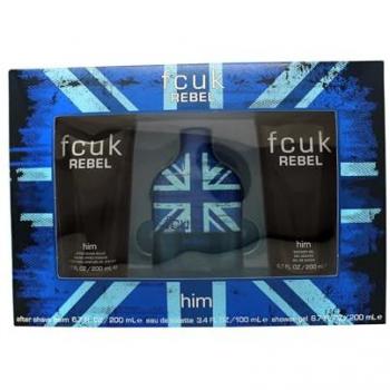 Set de Regalo FCUK Rebel para Él 100ml EDT + 200ml Gel de Ducha + 200ml Bálsamo Aftershave