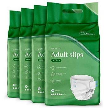 Amazon Basic Care Pañales para adulto, medios, 4 paquetes de 10
