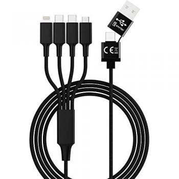 Cable de carga 6 en 1 Smrter USB-A, USB-C®, Micro-USB, Lightning - 1.20 m Negro