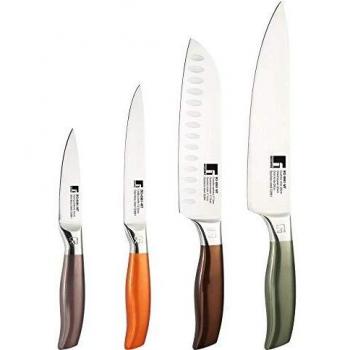 Bergner Set 4 Cuchillos de Cocina en Acero Inoxidable colección Neon Classic, Multicolor