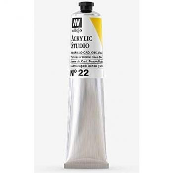 Vallejo : Studio Acrylic Paint : 58ml : Cadmium Yellow Deep