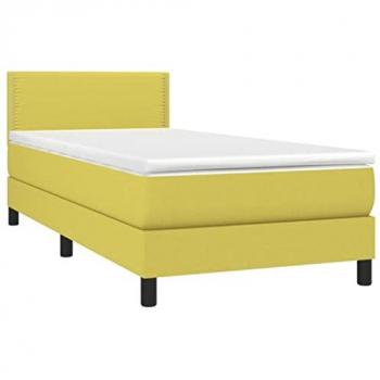 Cama Box Spring con Colchón y Luces LED Verde 100x200 cm Tela