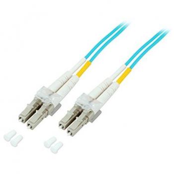 Cable de fibra óptica Duplex LC-LC 50/125µm, 7.5m, OM3, LSZH, color aqua