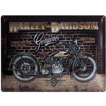 Nostalgic-Art Harley Davidson Brick Wall Placa Decorativa, Metal, Ocres, 30 x 40 cm