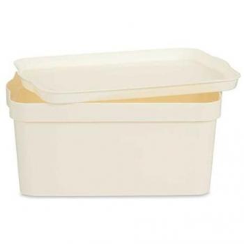 Caja de Almacenaje con Tapa Crema 21,5 x 14,5 x 32 cm - Capacidad de 7,5 L