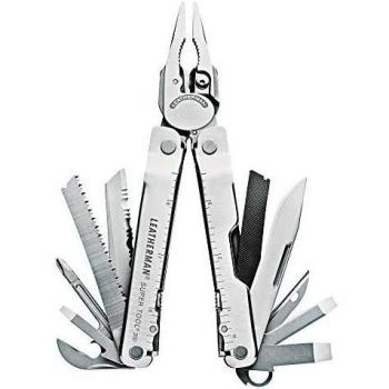 Leatherman Super Tool 300 Multiherramienta con 19 Funciones, Acero Inoxidable 420HC/154CM, Hoja de 8.1 cm, Óxido Negro, Funda de Nylon,