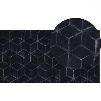 Alfombra de Piel de Conejo Artificial Negra 80 x 150 cm - Suave y Esponjosa, Pelo Alto, Poliéster Shaggy
