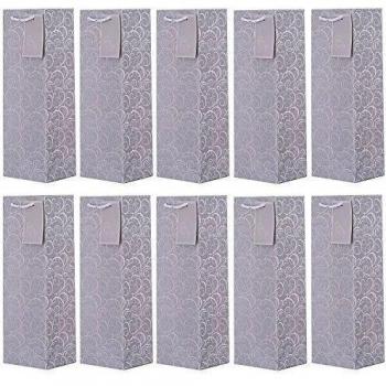 Paquete de 10 pieces de bolsos de la botella nobles bolsos de regalo plata para vino, cava y champán 36x12x10