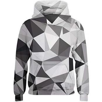 Freshhoodies Niños Sudaderas con Capucha 3D Cristal Colorida Gráfico Divertido Manga Larga Galaxia Pull-Over Unisexo Suéter Deporte Capucha Gris 6-7 Años