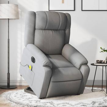 Sillón de masaje eléctrico reclinable elevable en tela gris claro, gris oscuro y negro - vidaXL Sillón cómodo para dormitorio, silla relax y sofá
