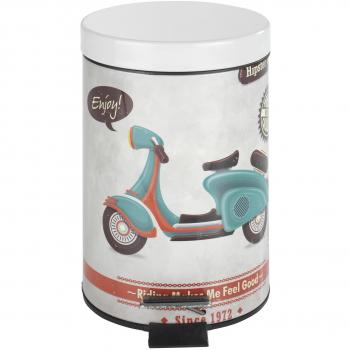 Wenko Vintage Scooter Cubo con Pedal 3 L, Acero, Multicolor, 17x17x275 cm