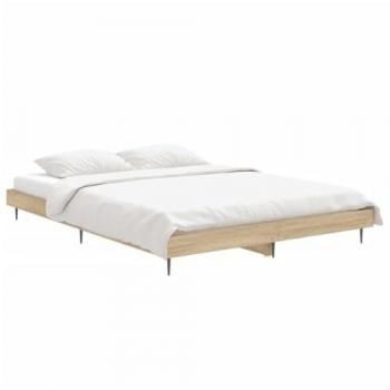 Estructura de cama 140x190 cm en madera de ingeniería roble Sonoma, sin colchón, color marrón