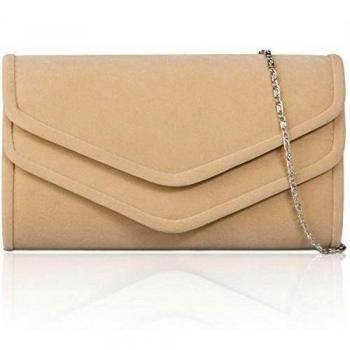 xardi New Ante Sintético Bolsa de embrague para mujer Designer dama Noche novia fiesta bolsos UK, color Beige, talla M