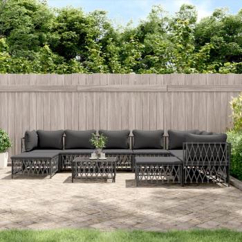vidaXL 10-Piece Anthracite Steel Garden Lounge Set with Cushions