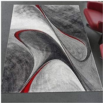 Alfombra de salón 120x170 cm Milar roja y gris, tejido con motivos geométricos