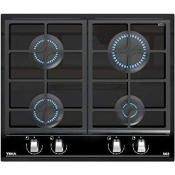 Teka 112570026 Placa 60 cm con función ExactFlame de Gas butano | GZC 64300 XBB | Cristal Negro | 9.8 x 60 x 51 cm