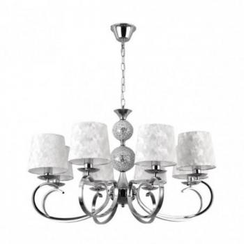 Lámpara Ubeda 8xE14 Cromo Pantalla Blanca REGx76x76 cm